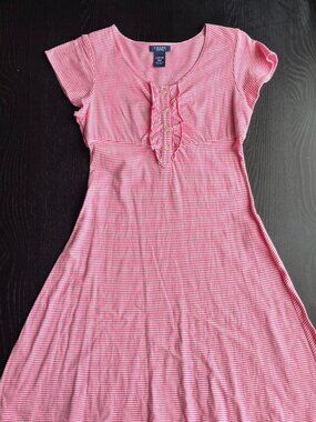 CHAPS PINK STRIPED HENLEY DRESS